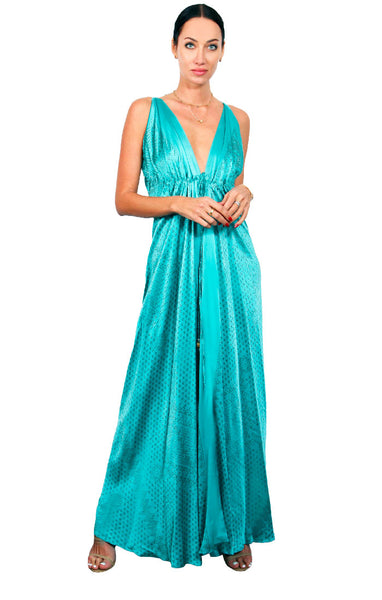 Kharum Long Spaghetti Dress - Aqua/Cop