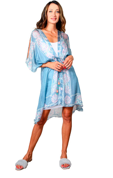 Peacock Mini Cascade Robe - Turquoise