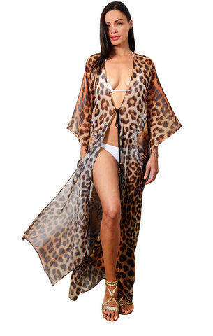 Mirrored Kitties  - Side Drape Maxi Kaftan