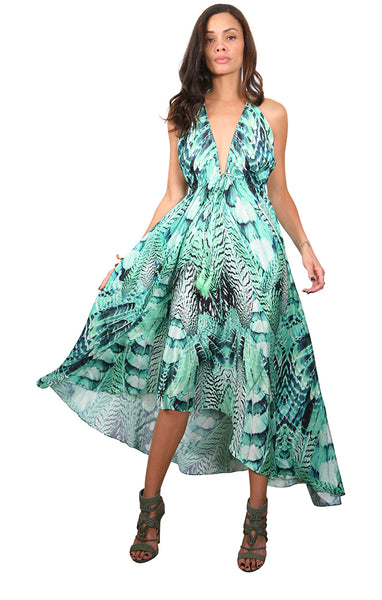 Green Feather - Maxi Dress