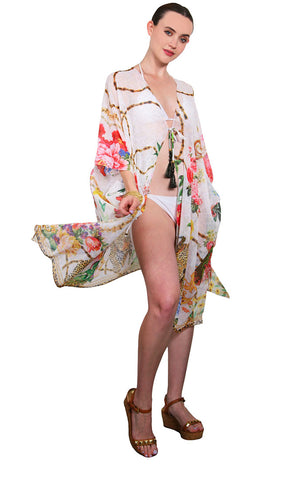 Rococo / White - Short Maxi Kaftan